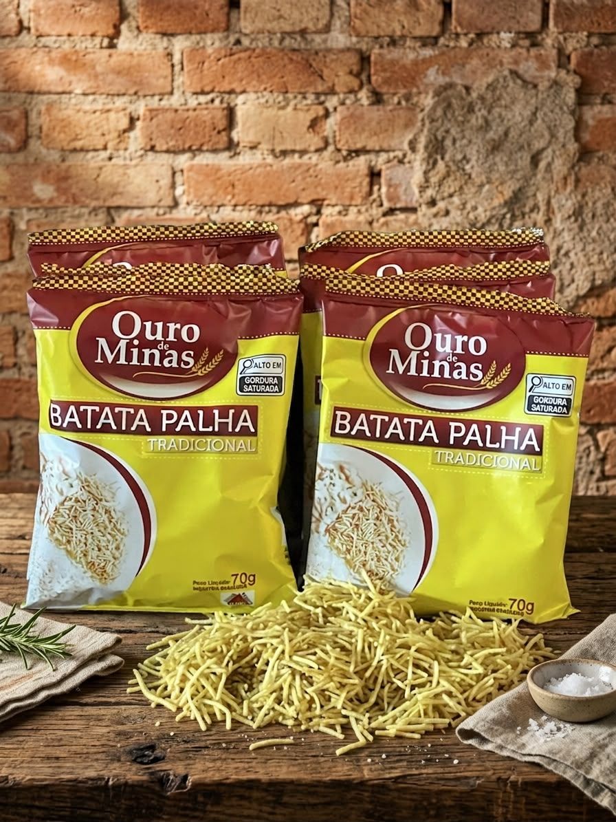 Embalagem oficial Batata Palha Tradicional — Ouro de Minas